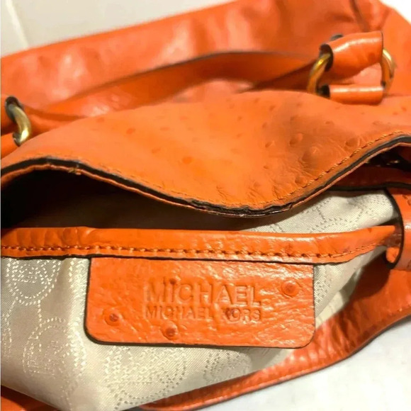 Michael kors orange ostrich embossed leather shoulder handbag - Picture 10 of 10
